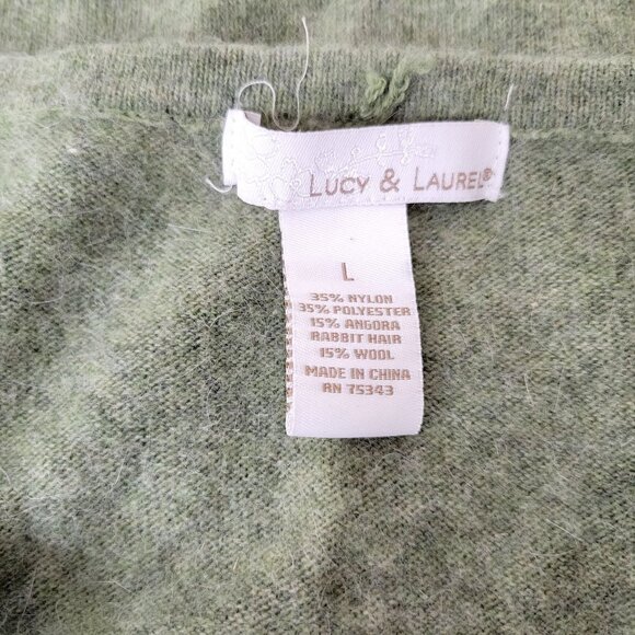 Lucy and Laurel Angora Wool Blend Sage Green Tunic Sweater Women's Size Large - Picture 4 of 4
